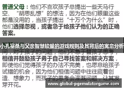 小孔塞桑与父亲智慧较量的游戏规则及其背后的寓意分析