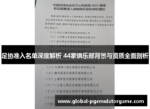 足协准入名单深度解析 44家俱乐部背景与资质全面剖析